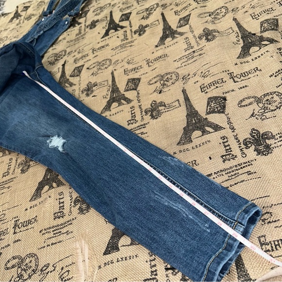 Guess Aviana Blue Wash Real Denim Distressed Skinny Overalls Size 28 - Picture 12 of 12